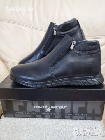 Нови мъжки боти естествена кожа с цип