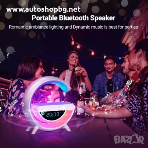 Лед лампа с BT високоговорител, часовник и безжично зареждане, снимка 7 - Стенни часовници - 51392875