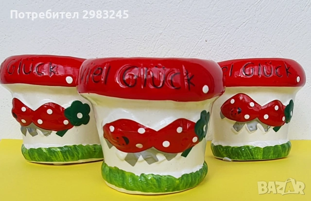 Комплект мини керамични саксии, снимка 5 - Саксии и кашпи - 53399318