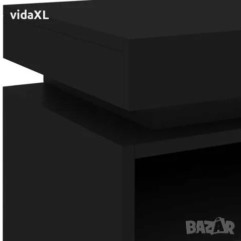 vidaXL Нощни шкафчета с LED осветление, 2 бр, черни, 40x39x48,5 см, снимка 10 - Шкафове - 56148114