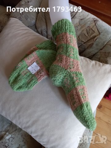 Ръчно плетени дамски чорапи от вълна, размер 38, снимка 1 - Дамски чорапи - 41931764