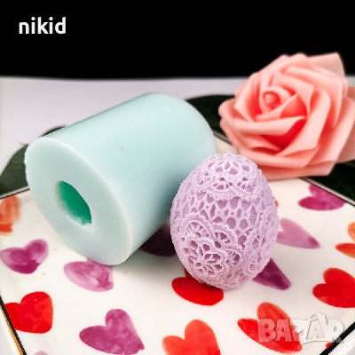 3D цяло дантелено яйце силиконов молд форма калъп за свещ гипс шоколад и др декор