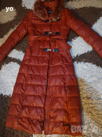 Дълго тъмночервено яке размер С/М, снимка 4 - Якета - 52695991