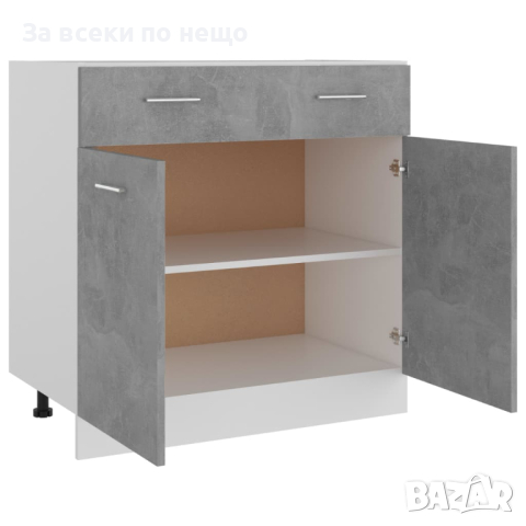 Долен шкаф с чекмеджета, бетонно сив, 80x46x81,5 см, ПДЧ, снимка 4 - Шкафове - 44789721