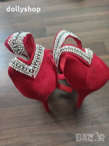 Червени Дамски Обувки на ток, снимка 6 - Дамски обувки на ток - 34266844