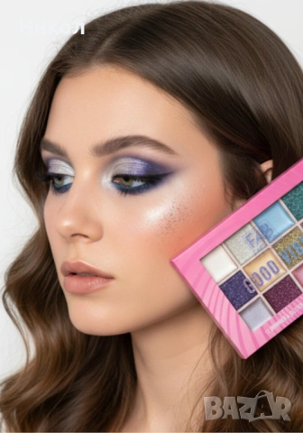 Грим палитри сенки за очи Fab Factory 12 Shimmer & Glitter Creams Eyeshadow Palette - 2 вида, снимка 3 - Декоративна козметика - 53487220