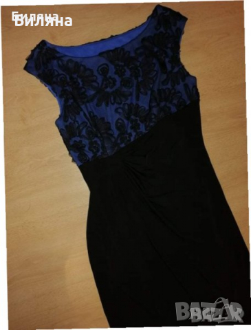 Официална рокля в синьо и черно, снимка 1 - Рокли - 36141751