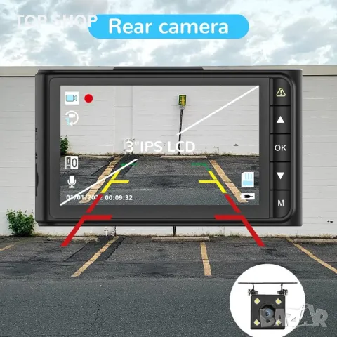 Hobele Dashcam отпред и отзад, двоен рекордер за кола с 32G SD карта, 170° широк ъгъл, 1080P FHD с н, снимка 3 - Аксесоари и консумативи - 48473241