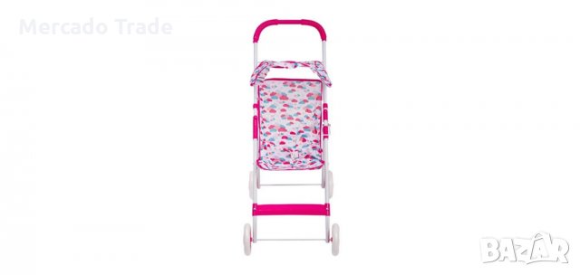 Сгъваема количка за кукли с кош и сенник, Бяла на облаци, снимка 3 - Кукли - 35876127