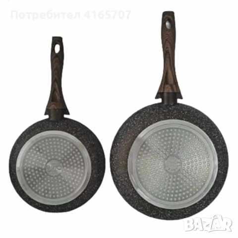 Комплект тигани 9Tnine-4419, 22/26см, Мраморно покритие, Кован алуминий, снимка 1