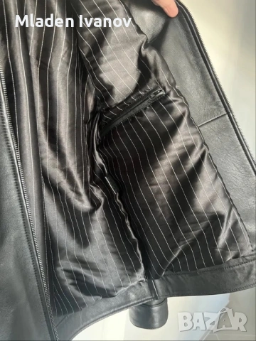 Мъжко кожено черно яке - 100% естествена кожа, М, снимка 5 - Якета - 53404546