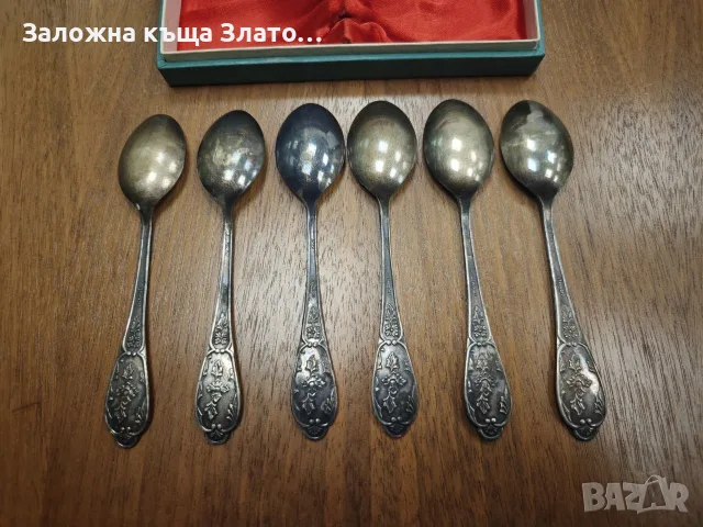 Сребърен комплект лъжици 6 бр. проба 925 със златно покритие и сертификат за качество !, снимка 4 - Прибори за хранене, готвене и сервиране - 55850717