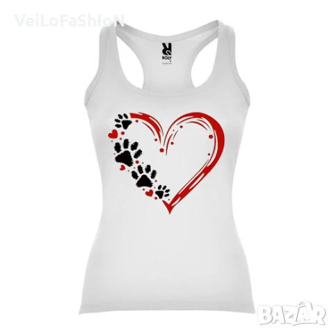 Нов дамски потник Animal Love със Сърце и лапички в бял цвят