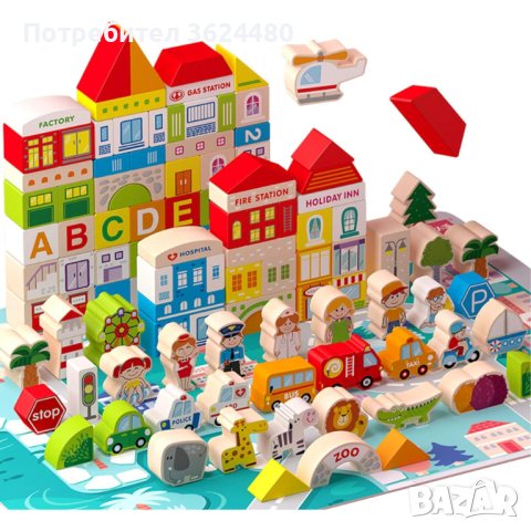 Дървен конструктор 120 части, снимка 2 - Конструктори - 42649625