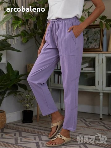 Дамски едноцветни панталони с връзки, 5цвята, снимка 4 - Панталони - 41750873