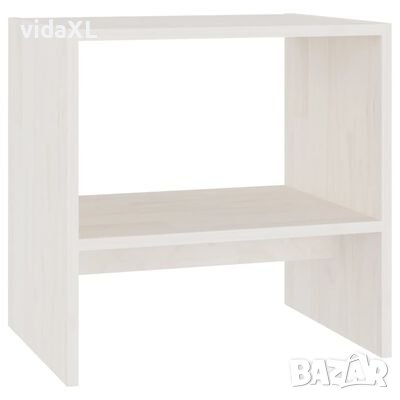 vidaXL Нощно шкафче, бяло, 40x30,5x40 см, бор масив(SKU:808055, снимка 1
