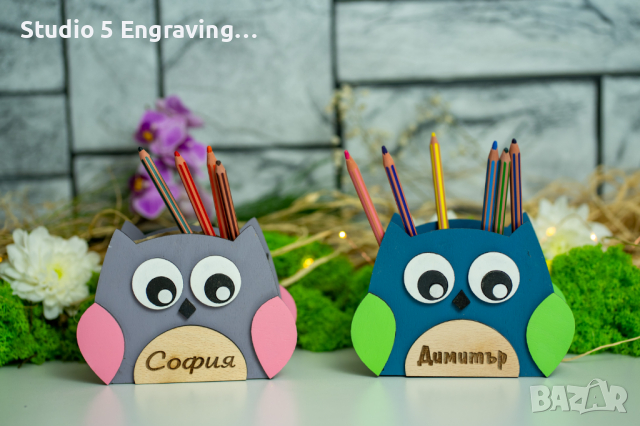 Моливник за бюро – Бухал, снимка 1