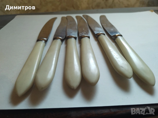 Ретро ножове с дръжки от слонова кост, снимка 2 - Антикварни и старинни предмети - 53209559
