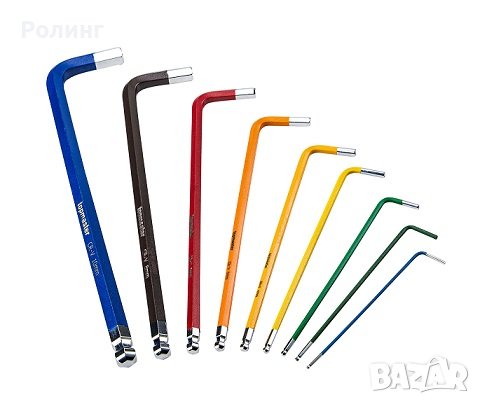 ШЕСТОГРАМИ ЦВЕТНИ -РАБОТА ПОД ЪГЪЛ К-Т 9БР 1.5-10MM CR-V TMP/390173, снимка 2 - Други инструменти - 40600485