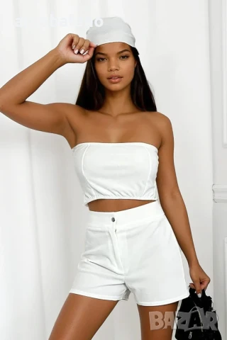 Дамски комплект от 3 части топ, шорти и шал Marina, 5цвята , снимка 16 - Комплекти - 51218655