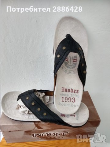 ЕСТЕСТВЕНА КОЖА - оригинални чехли INODEE, номер 43, снимка 5 - Мъжки сандали - 34547178