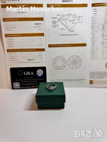 Сребърен пръстен с мойсанит (Диамант) 0.5 карата, снимка 2 - Пръстени - 48786927