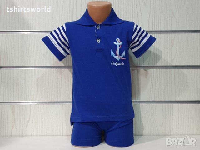 Ново детско тъмносиньо комплектче: тениска с яка и Котва + шорти, 3-4 години, снимка 4 - Детски комплекти - 33898583