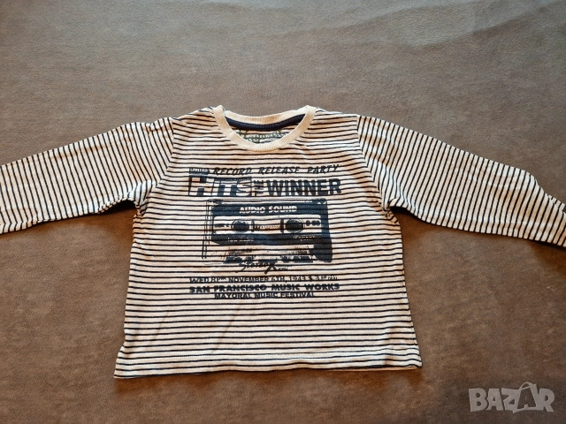 1-2г 92см Блуза с дълъг ръкав, памук, сива, без следи от употреба 