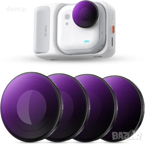 K&F CONCEPT ND/PL филтри комплект за Insta360 Go Ultra (ND8/PL+ ND16/PL+ ND64/PL ND3/PL+) – 4 броя