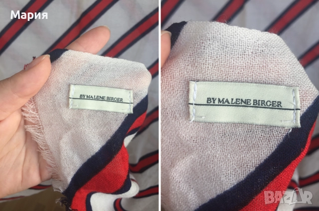 100% Kaшмир Марков Дамски Шал by Malene Birger Милене Биргер Голям Широк Бял Червен Рае, снимка 3 - Шалове - 51869124