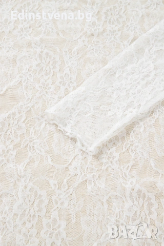 Дамска бяла дантелена блуза с ефектна яка и дълъг ръкав, снимка 11 - Блузи с дълъг ръкав и пуловери - 53029032