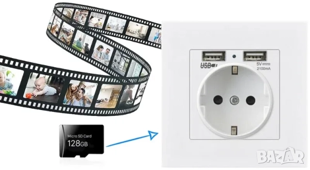 Скрита камера WIFI в контакт за стена, шпионска камера, снимка 8 - HD камери - 52164545