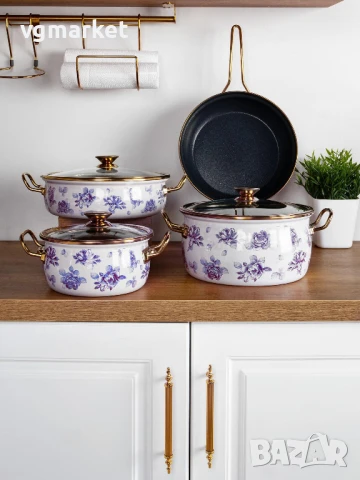 Комплект тенджери и тиган Bonera Academia Liliuyum Belly 7 части, снимка 2 - Съдове за готвене - 51125278