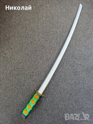 Меч катана с хамелеонова зелено и синя оплетка и разтегателно острие, снимка 8 - Образователни игри - 51573986