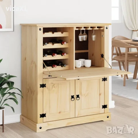 vidaXL Шкаф за вино "Corona" 97x45x114 см бор масив, снимка 3 - Шкафове - 56147435