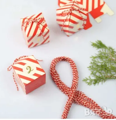 24 бр червени кутии кутийки кутия картонена картонени Адвент календар advent подарък сувенир украса, снимка 4 - Други - 47523586