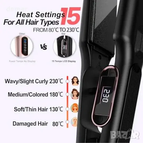 Професионална широка преса за коса Thirtek, до 230°C, LCD, снимка 6 - Преси за коса - 55945942