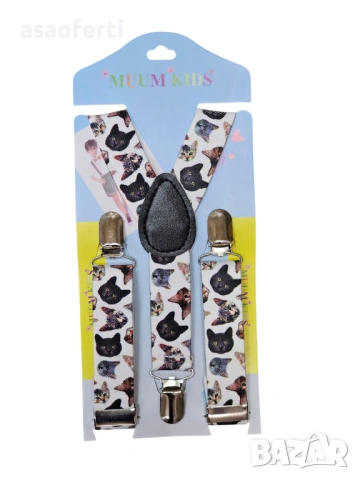 🌟 Детски Тиранти MUUM KIDS – Весели Десени (Котки и Мустаци)