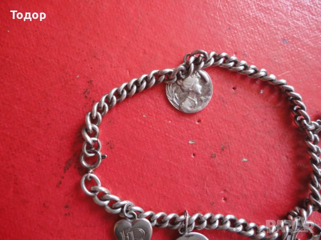 Страхотна сребърна гривна с талисмани , снимка 4 - Гривни - 40697302