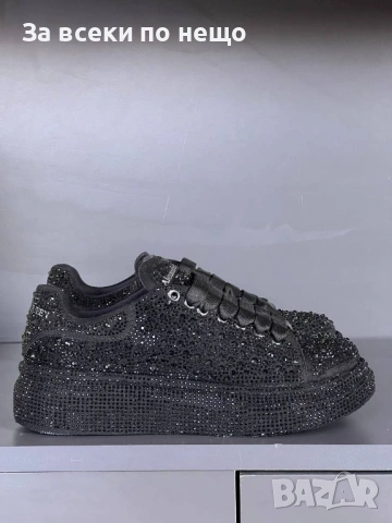 Alexander McQueen Дамски Черни Блестящи Маратонки👟Дамски Спортни Обувки В Черен Цвят Код E1290, снимка 5 - Маратонки - 53756553