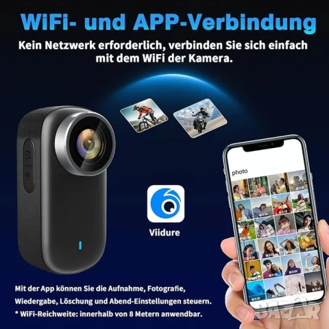 Екшън камера Nisanmoon, 4K, водоустойчива, малка, с 1,3-инчов екран, снимка 3 - Камери - 53558444