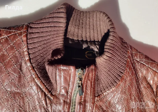 кожено бомбър яке топло размер XL 50 52 Roberto Cavalli налично, снимка 6 - Якета - 55988953