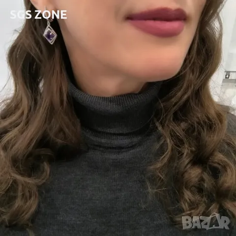 Сребърни Обеци с Аметист, Цитрин, Перидот, снимка 8 - Обеци - 49808821