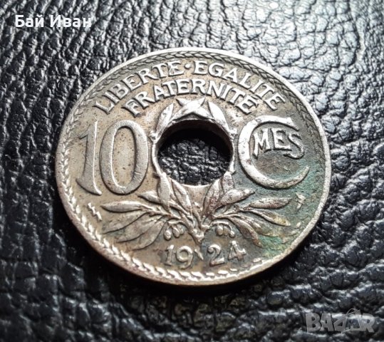 Стара монета 10 сантима 1924 г. Франция - красавица !