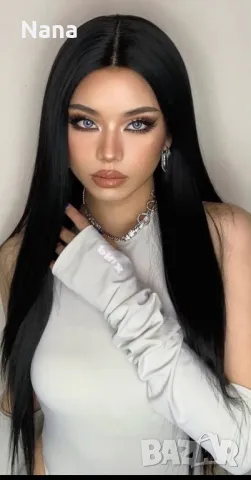 Черни треси екстеншън синтетичен косъм. Дължина 60см,грамаж 100гр. Цена за 1 брой треса 40лв., снимка 7 - Аксесоари за коса - 48498623