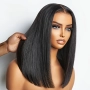 Натурално черна перука от естествен бразилски косъм 40 см - дантелена зона 13×4, снимка 1