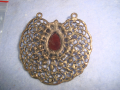 МЕСИНГОВО АРТ-ДЕКО УКРАШЕНИЕ с ИНКРУСТИРАНИ ЦВЕТНИ КРИСТАЛИ - ПЕНДАНТ МЕДАЛЬОН 12468, снимка 7