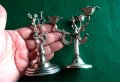 Миниатюрни стари посребрени свещници със херувим -ангел, снимка 3