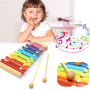 3538 Цветен дървен детски ксилофон с две чукчета, снимка 1 - Други - 44793540