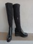 Дамски черни високи еластични ботуши, снимка 1